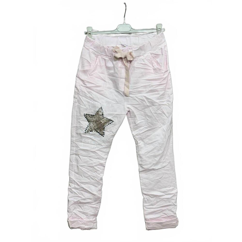 NEW OZ women's embellished crinkle jogger in pink